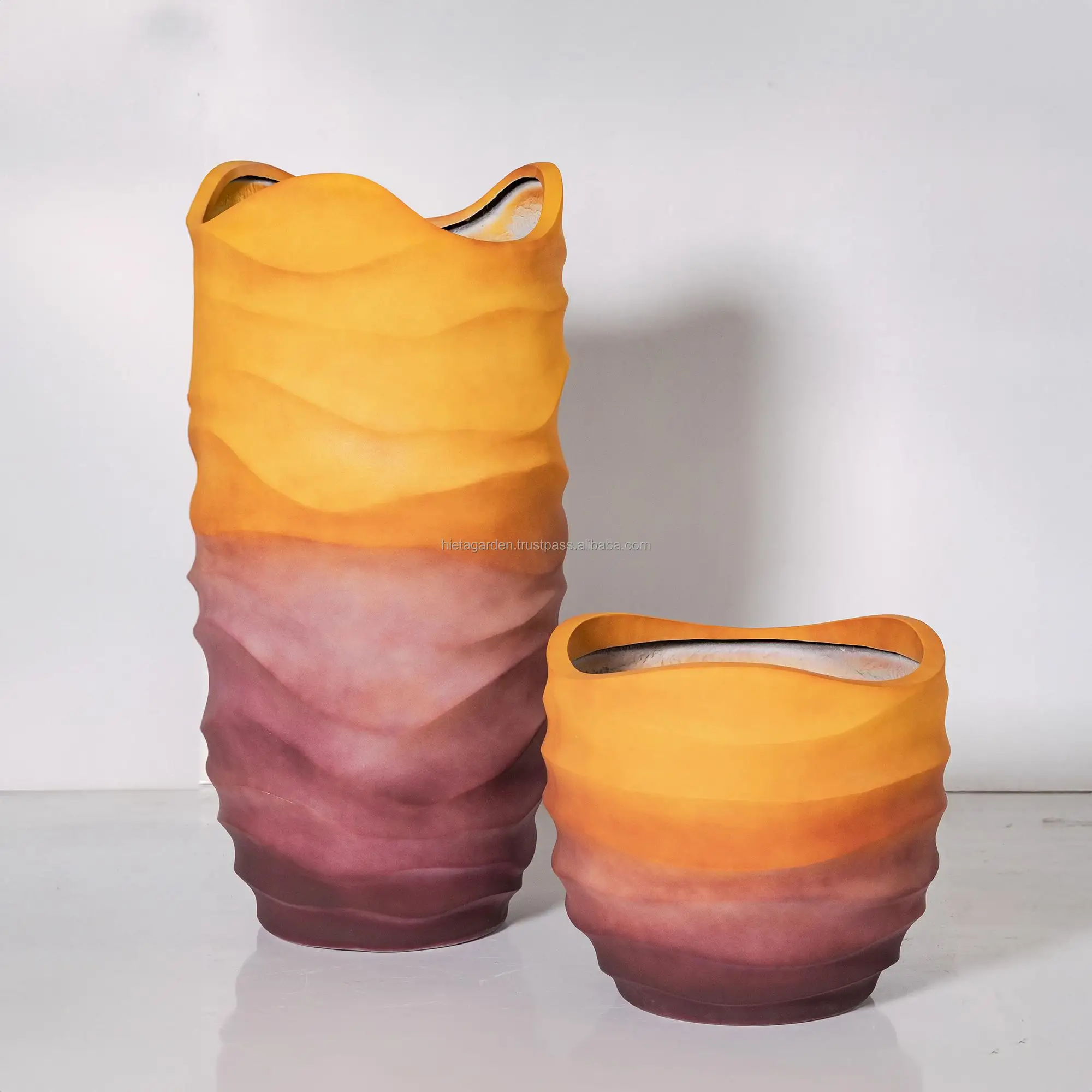 Fiberglass finishing for Indoor and outdoor home decor made of ceramic natural color lite fiber cement pot poly homedecoration