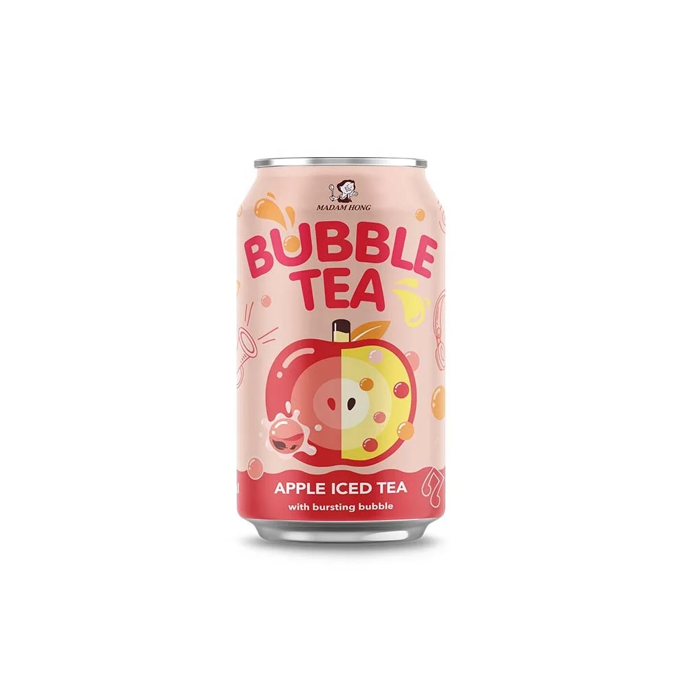 Taiwan peach bubble milk tea canned drink beverage with bursting boba