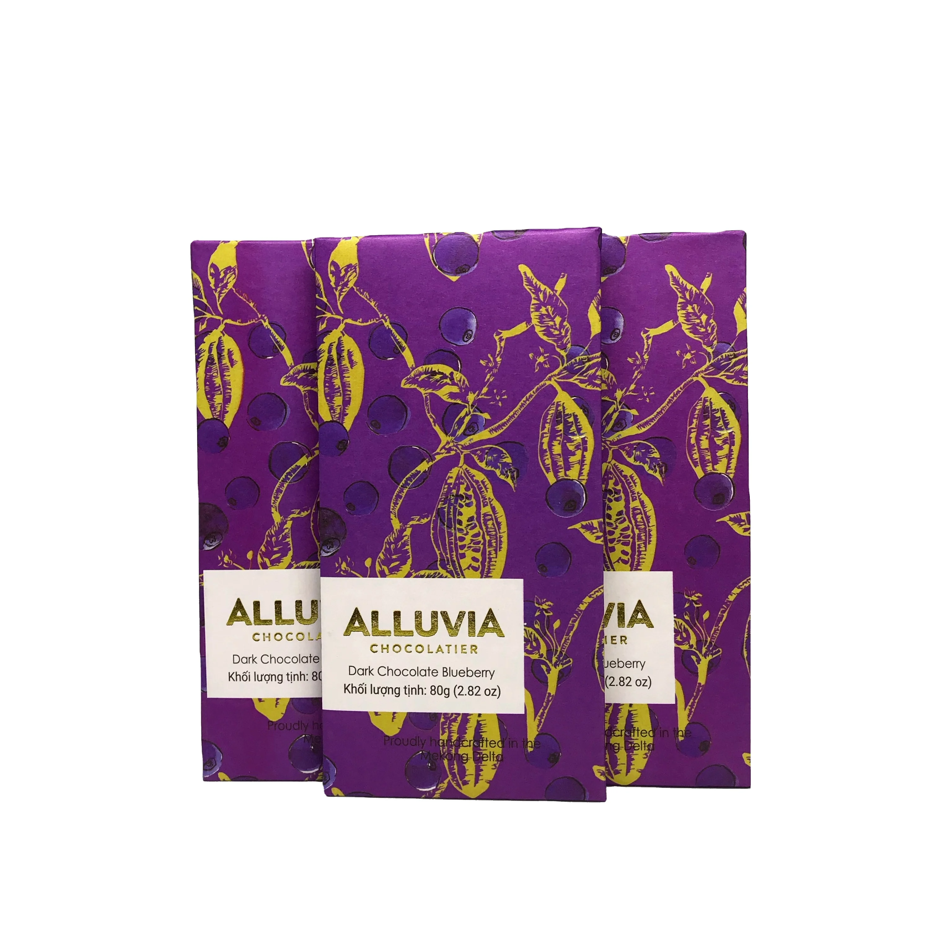 
 Великолепный фруктовый аромат в каждом кусочке аллювийский темный шоколад с черничным горечным шоколадом 80 г  