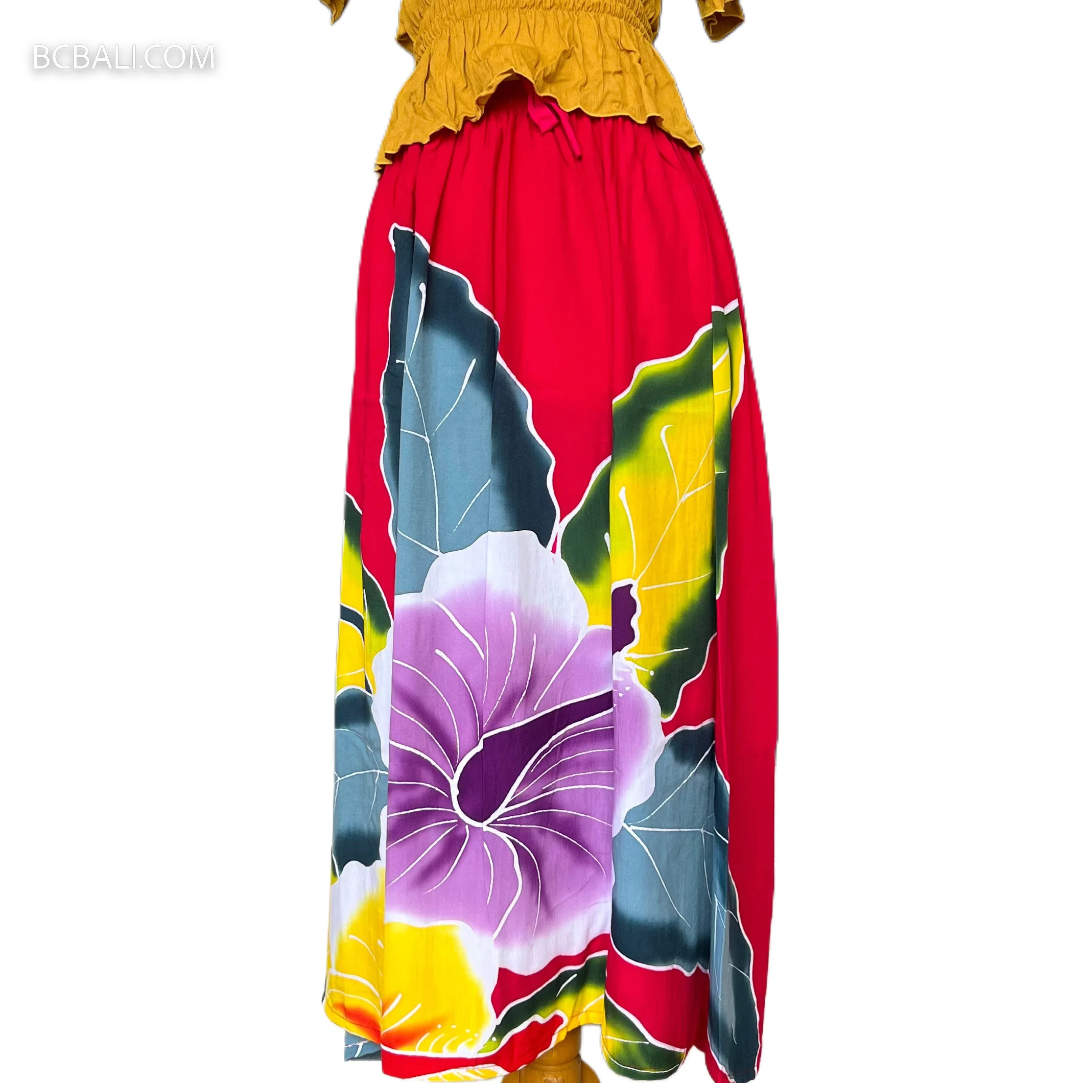 Handpainted Rayon Skirt New Design Floral Made in Bali By Balinese Artisan Hight Quality Rayon For Women