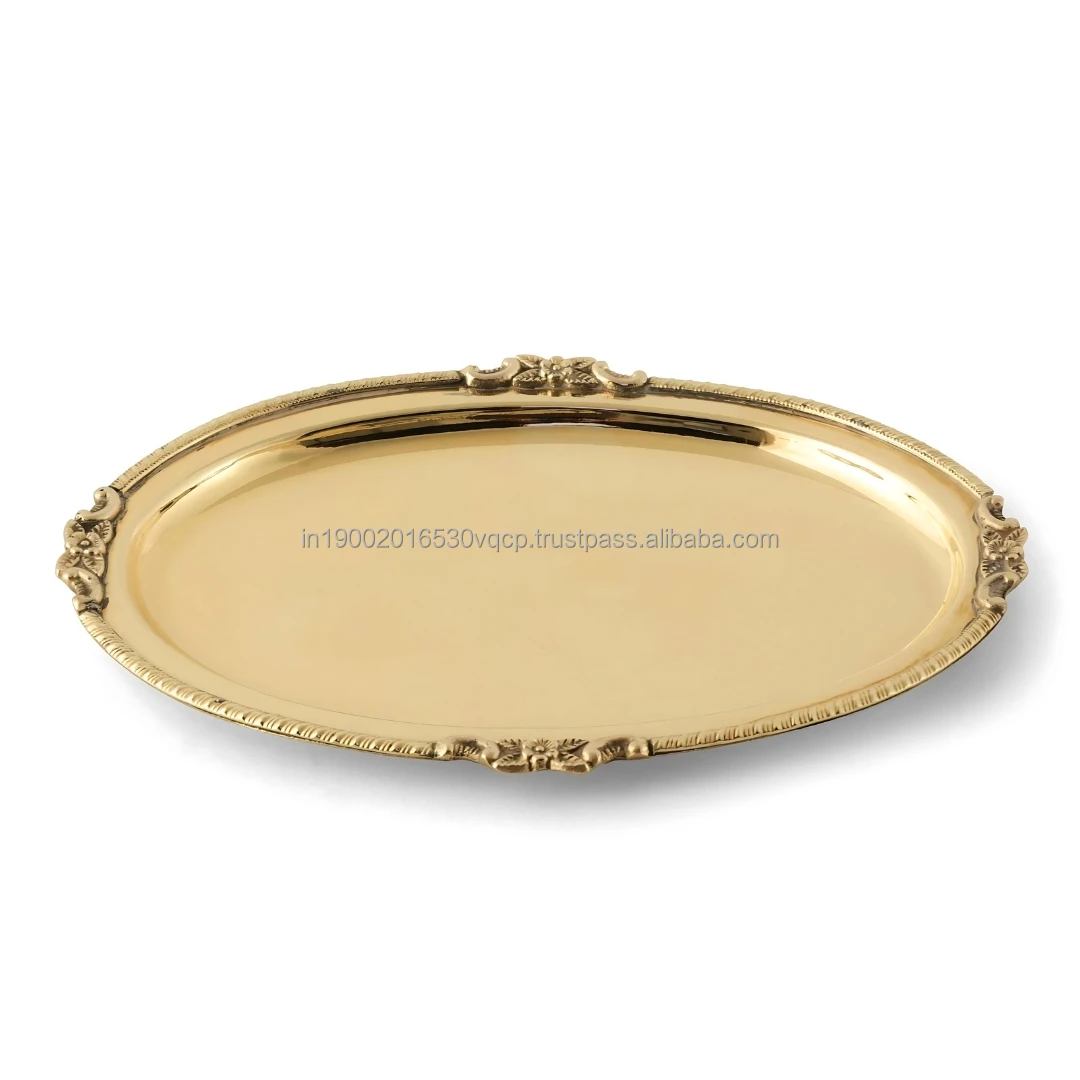 Brass Oval Serving Plate Versatile and Elegant 9 Inch Tray for Kitchen Home Cooking Cookware Sets