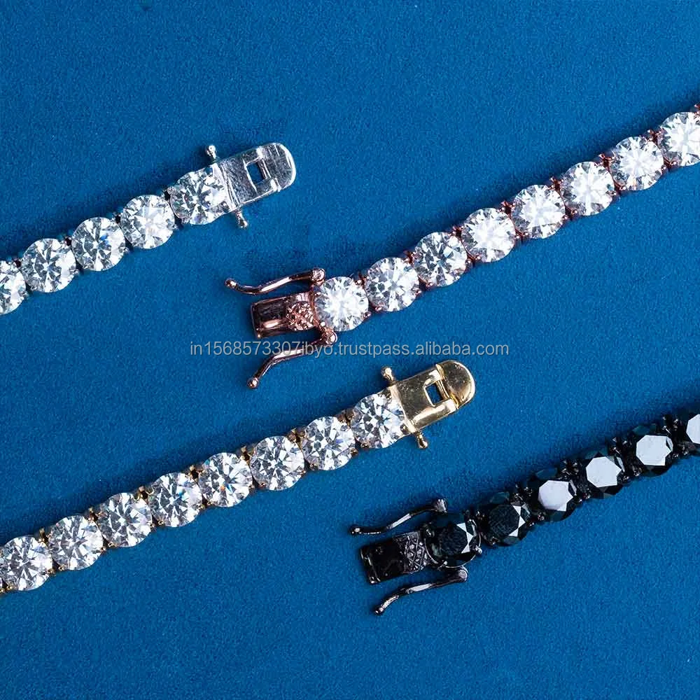 Стильный бриллиантовый Теннисный браслет VVS Moissanite из 925 серебра и золота для женщин мужчин дизайнерский
