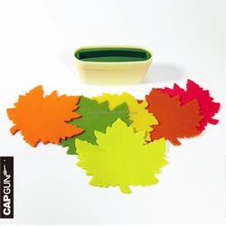 6PCS Party Decorative Artificial Maple Autumn leaves Drinking Cup Coaster set with Plant Pot Holder Stand