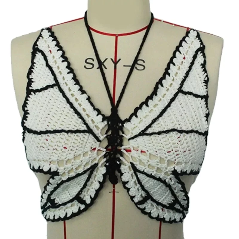 Women Backless Knit Shirt Butterfly Shpe Bikinis Arm