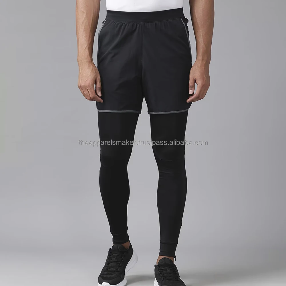 Men Sustainable and Breathable Joint Support Compression Sports Tights True Black Fitted Leggy