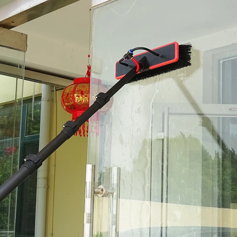 Lightweight solar panel cleaning pole with position-locking mechanism