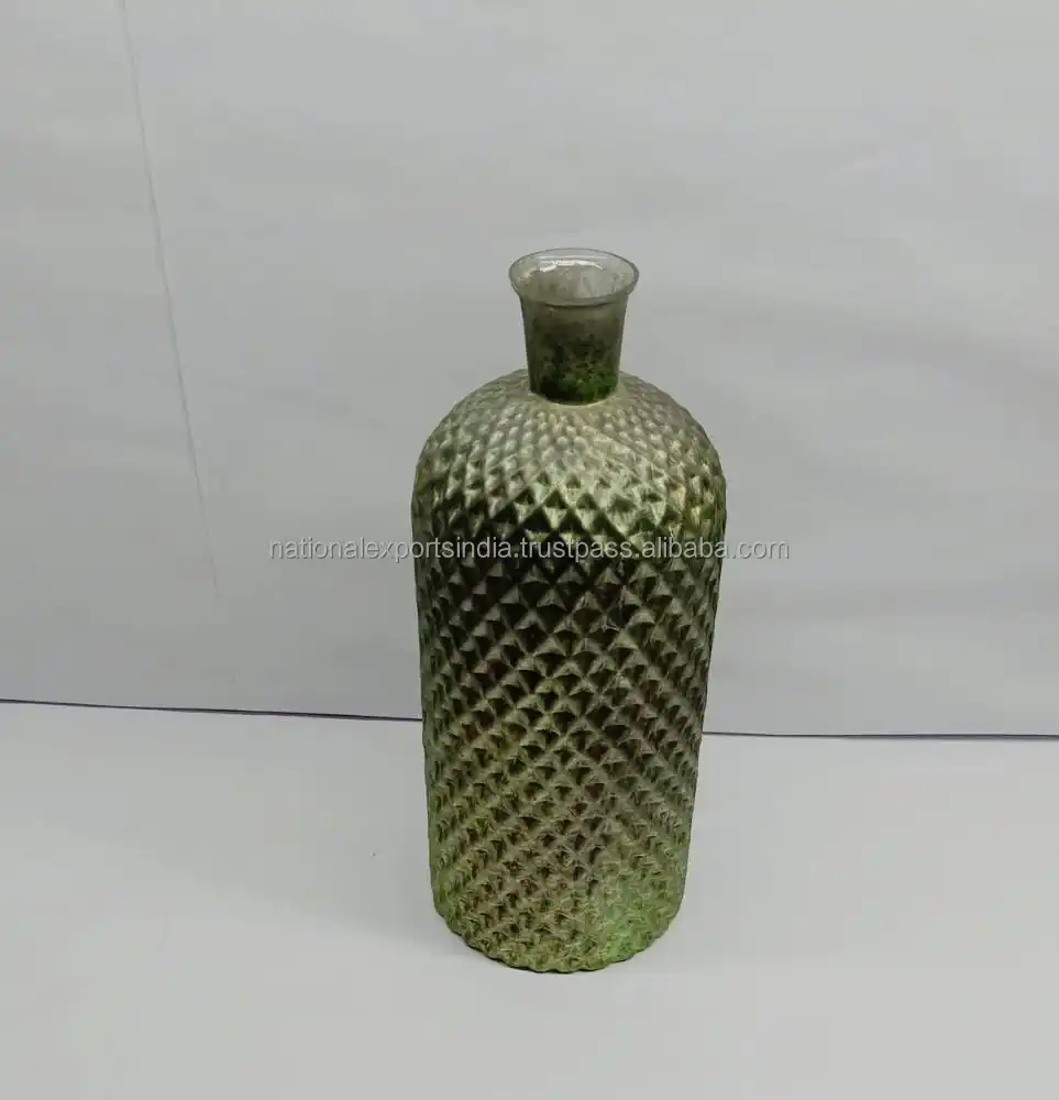  Тонкая нижняя большая и толстая шея маленькие кованые блестящие вазы глянцевого вида с никелевым покрытием