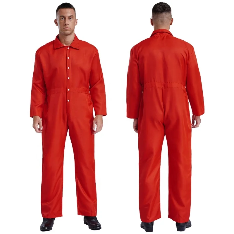 Mens Wear Resistant Overalls Bodysuit Long Sleeve Work Coveralls One Piece Jumpsuit Uniforms Food Factory Dust-Free Workshop