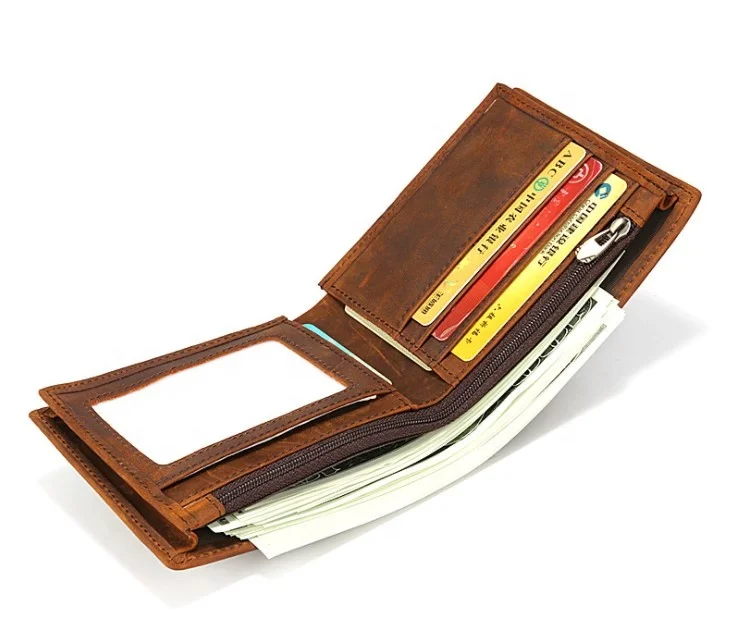 2022 leather men genuine customised wallet leather men | Top quality human leather wallet for men Custom Crazy Horse Wallet
