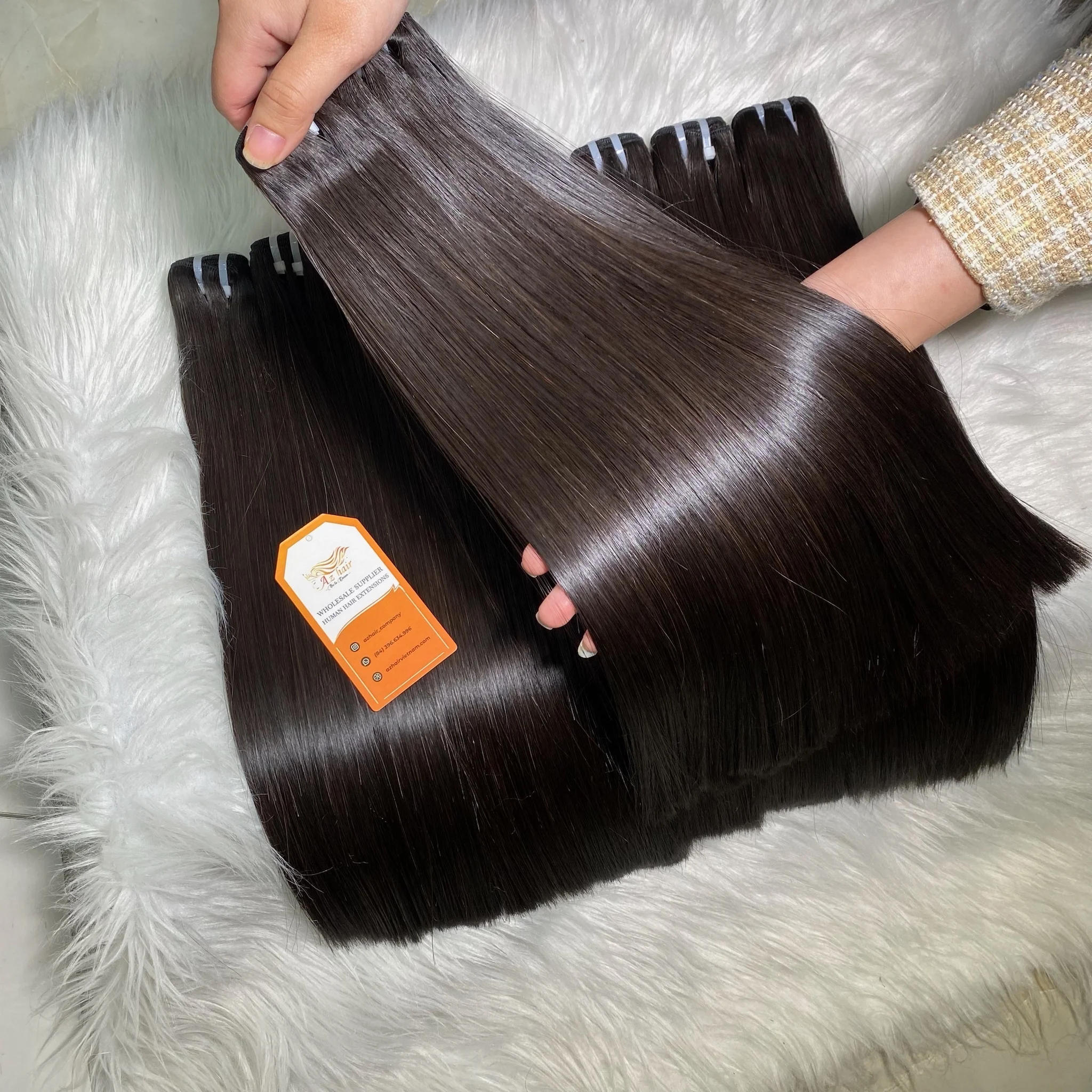Hot Sale 100% Natural Silky Bone Straight Raw Hair Extensions Weaving Color 1B 100g Straight Bundles With Lace Closure
