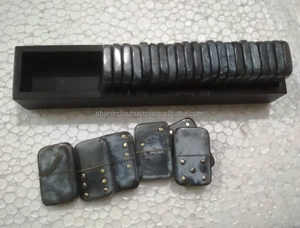 High quality Educational Entertainment handmade Resin 28 chips and tray Domino Games for Kids and Adults