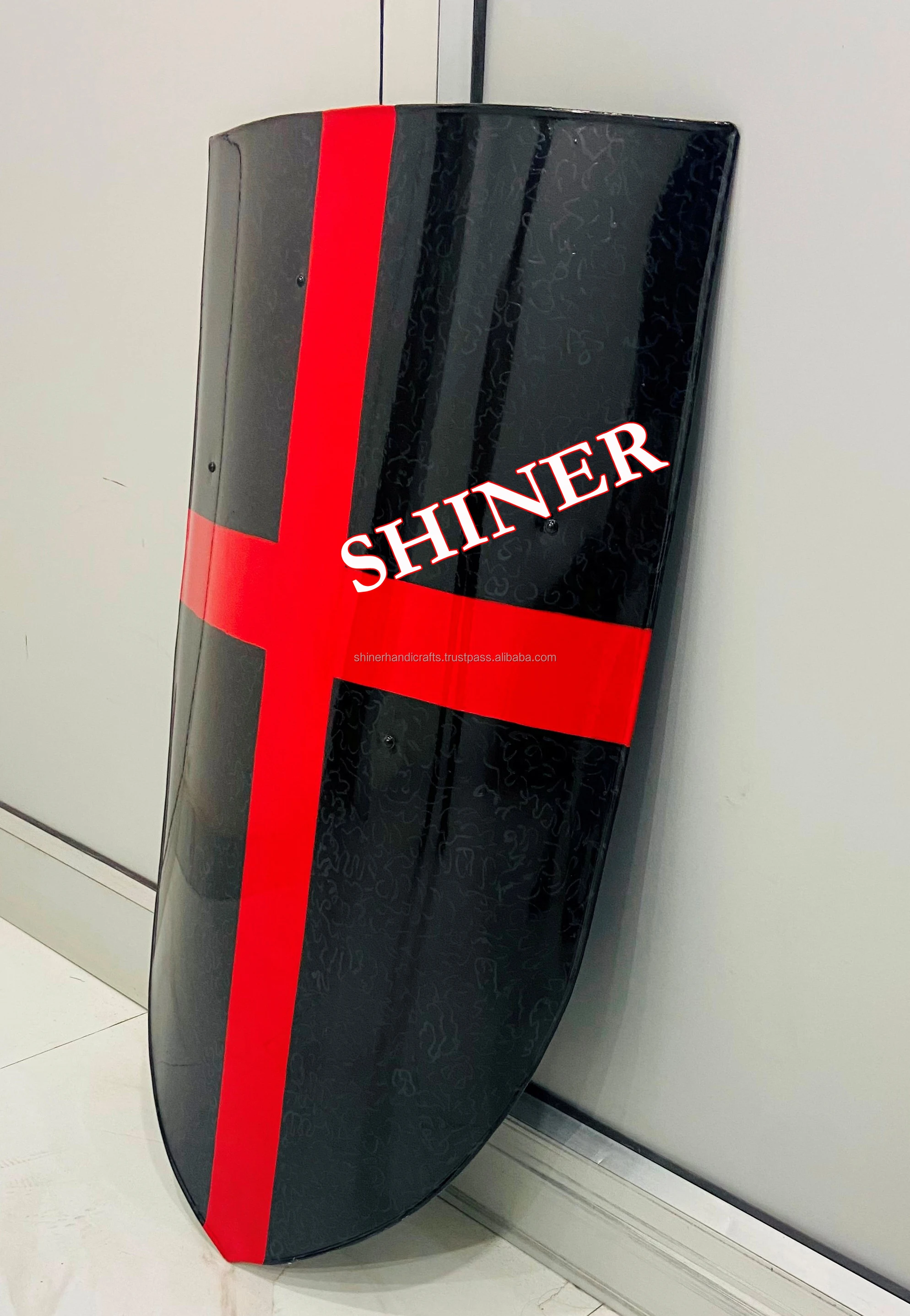 Medieval Crusader Black Shield for Knight Warrior Red Cross Templar Shield Costume Battle Play Halloween Cosplay Shield Wall Dec