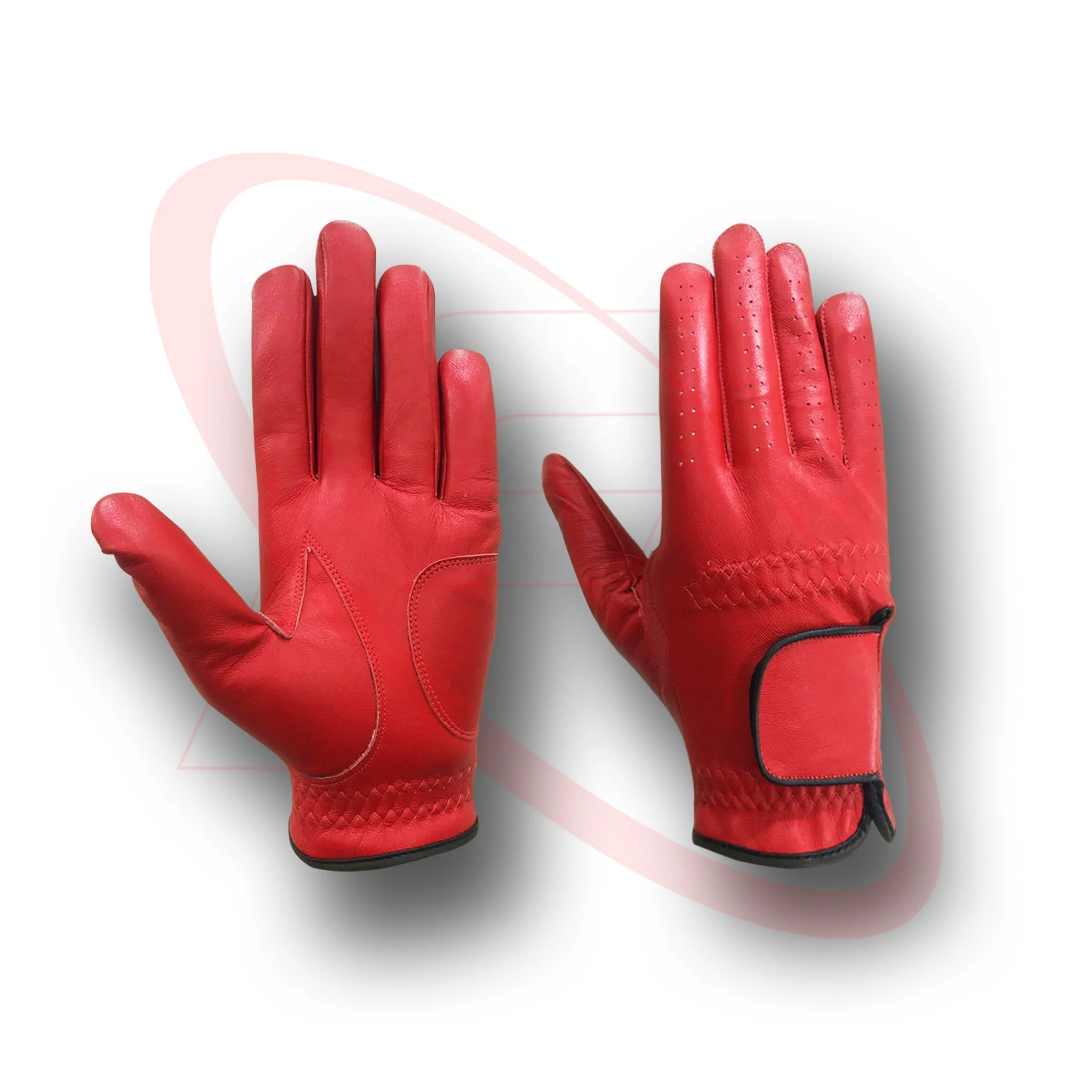 Hot Selling Breathable Premium Soft leather Golf Gloves In Red Color Comfortable Soft Red Leather Sports Safety Handschuhe