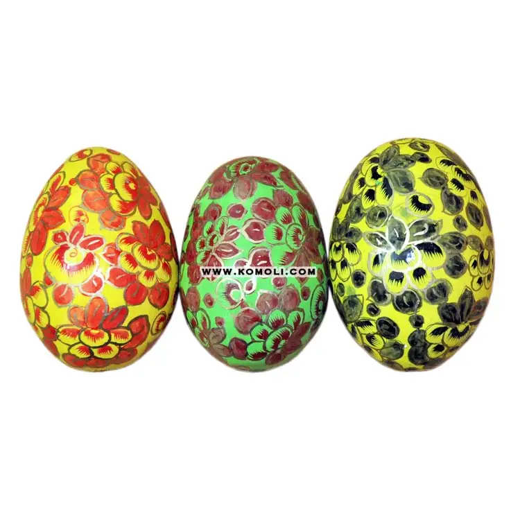 Colorful handmade hand painted wooden handicraft Easter eggs