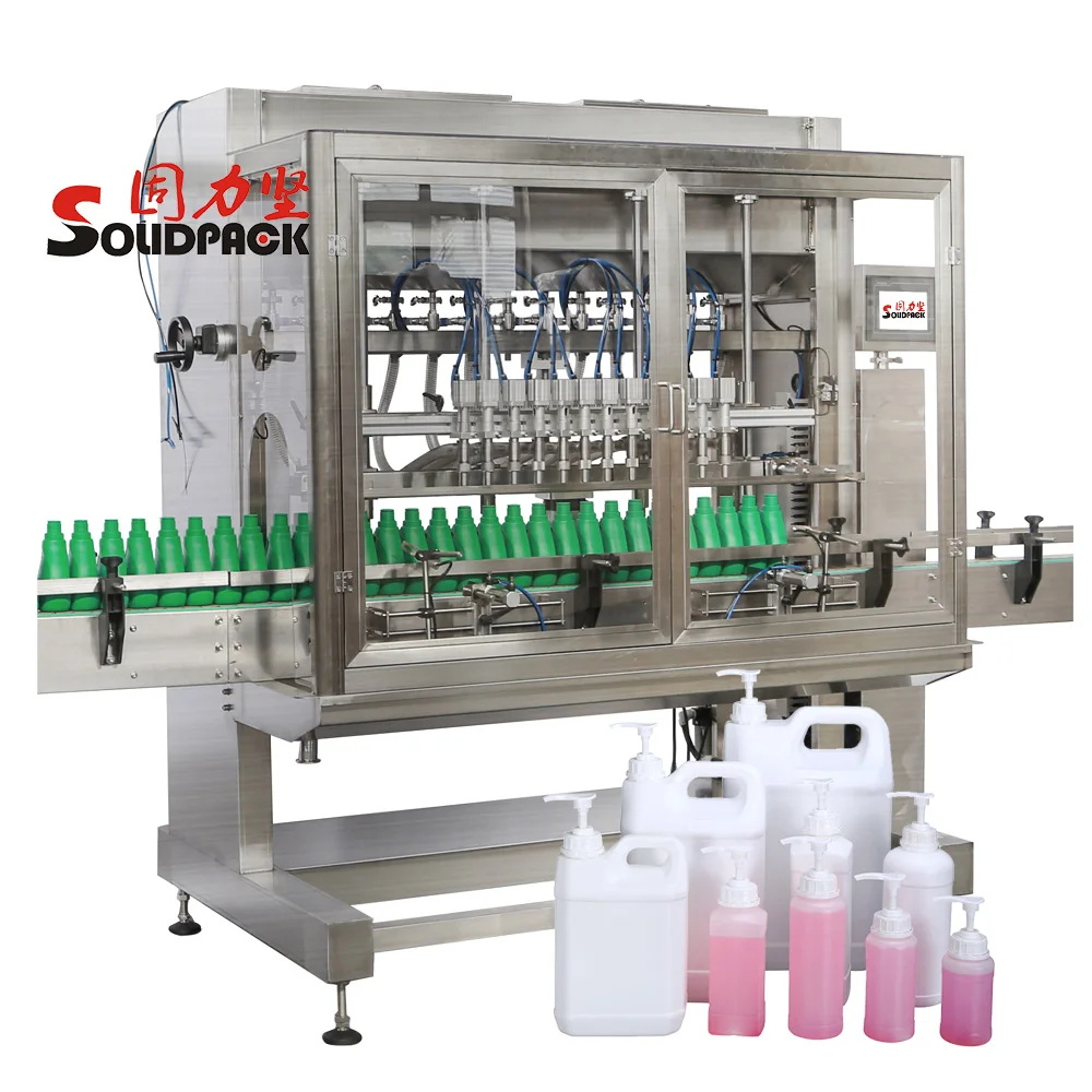 Solidpack 16 heads Automatic Insectcide Chemical Liquid Linear Gravity Bottle Filler Capping Machine