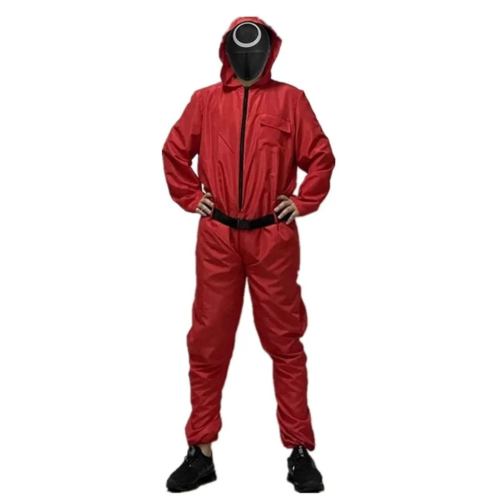 Halloween original Squid game executor costume red costume Carnival with belt cosplay costume