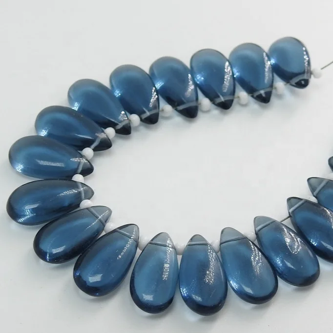 London Blue Hydro Quartz Smooth Teardrop,Loose Stone,Handmade,Earrings,For Making Jewelry,Wholesaler Supplies 15X7MM Pair