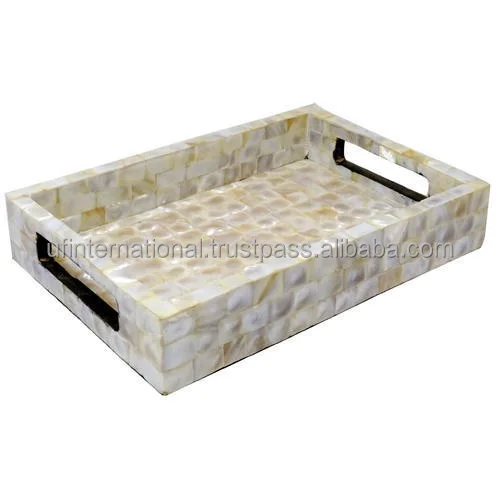  Лучшее качество белый цвет с перламутровой инкрустацией Современный Античный сервировочный поднос ручной работы Лидер продаж лоток для продукта лучшего качества