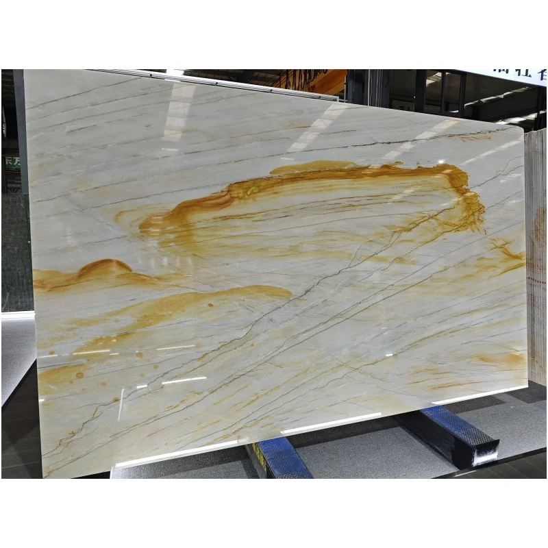 Ribbon Gold quartz slabs,   Luxury quartzite slab, natural stone big slab
