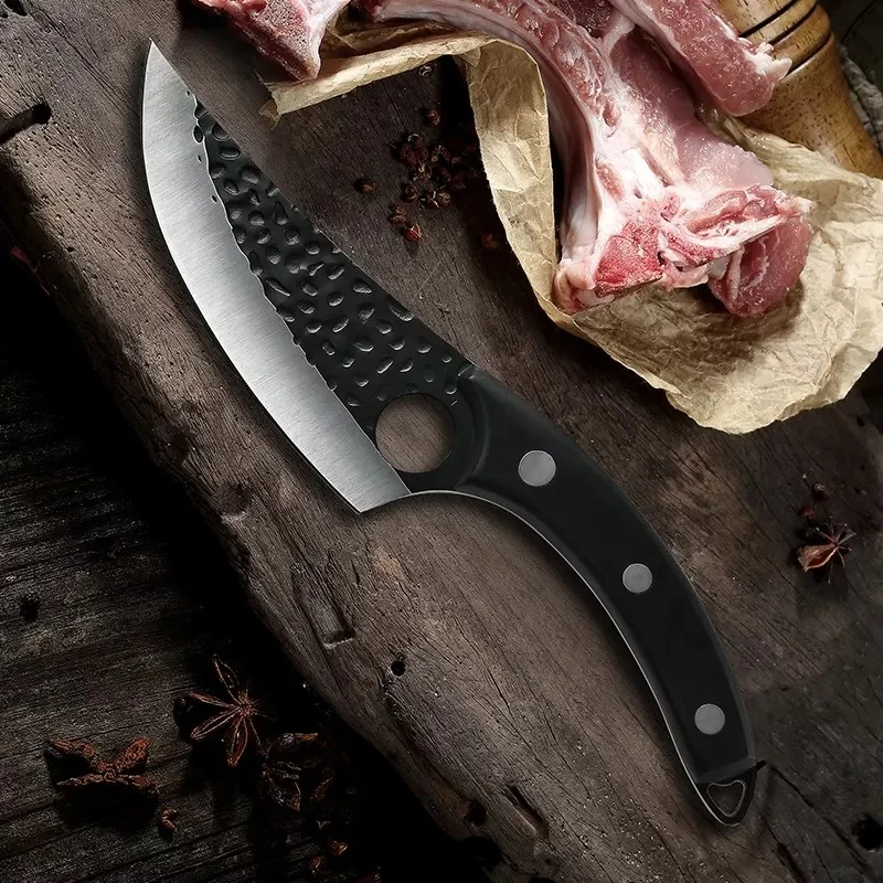 6 Inch Butcher Boning Chef Knife with Solid Wood Handle Handmade Forged Knife Kitchen Camping Cooking Slaughter Knife