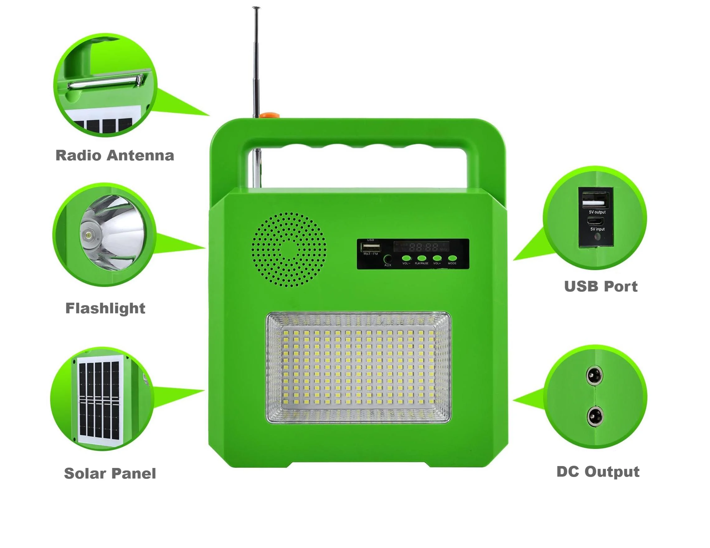 Multi-functional Integrated Portable Solar Lighting System With Flood Light Long Lasting With Bluetooth USB Charging For Outdoor