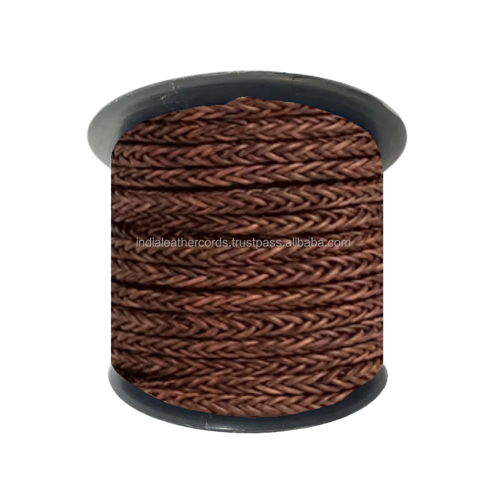 Оптовая продажа античные плетеные коричневые квадратные кожаные шнуры 8 слоев идеально подходят для браслетов ожерелий поделок заказных размеров и цветов