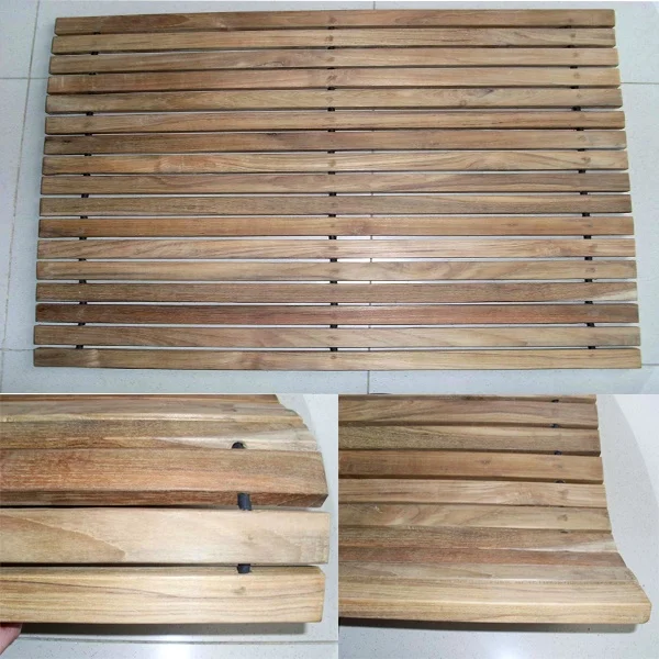 Teak Wooden Roll Bath Mat Solid Wood Bathmats Design Bath Mat Wooden Accessories