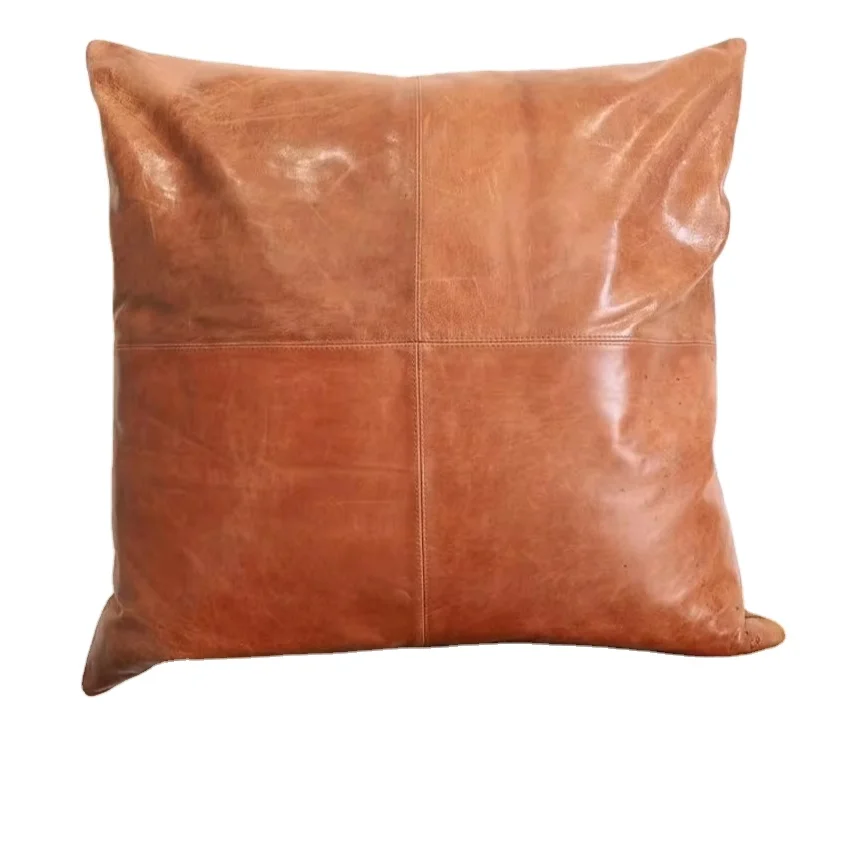 Premium Quality Cushion Cases genuine Leather Pillow Covers  Luxurious and Durable Pillow Covers for Sofa Bed and Living Room