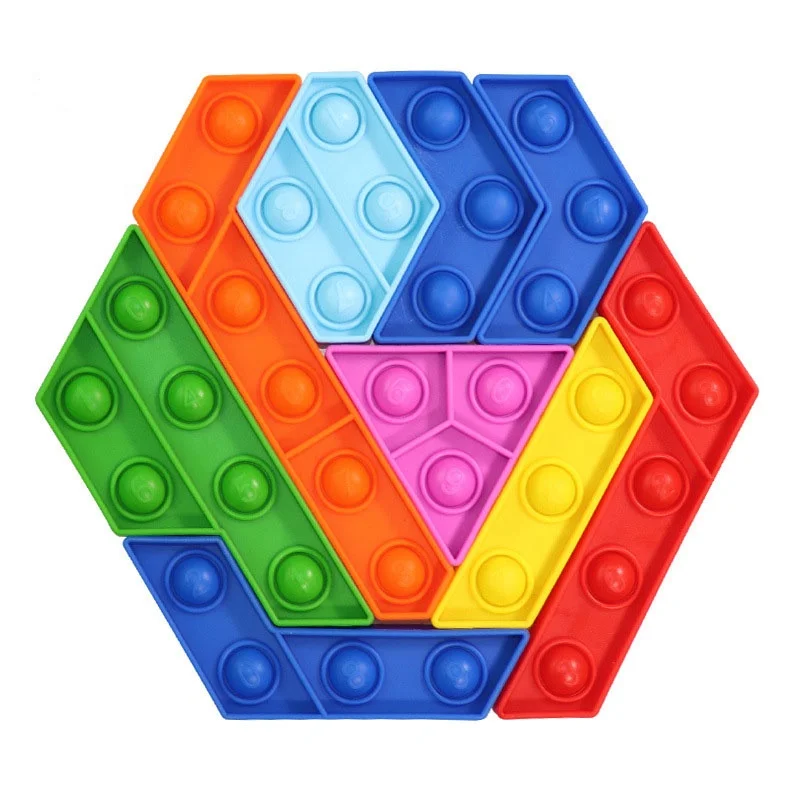 OPP bag package toy kids squeeze silicone stacking toys set blocks bubble sensory anti stress toys