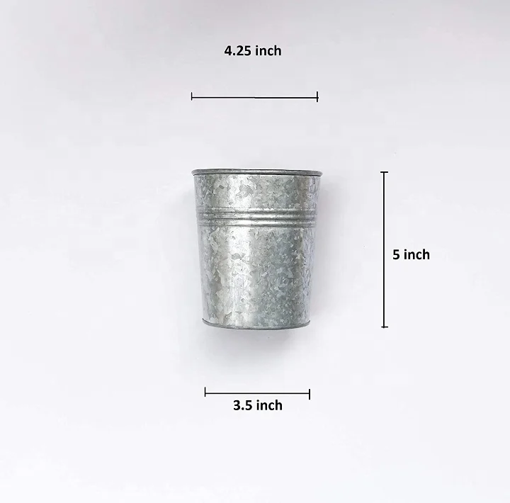 Galvanized Iron Round Planter Decorative Herb Pot Set Of 3 Piece Garden Metal Flower Pots With Tray Indoor And Outdoor Decor