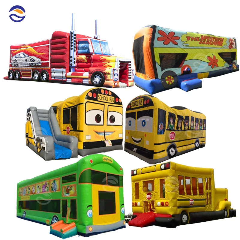 Castle Bouncing Children 2022 In Stock Inflatable School Bus Bounce House