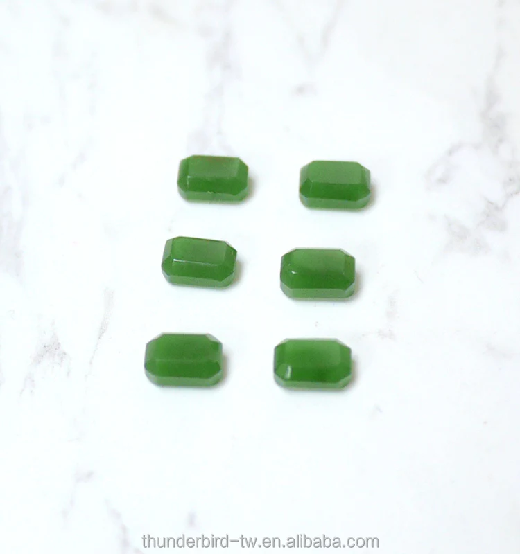DIY jewelry making  Factory wholesale Real Precious Gemstone Top quality faceted emerald cut natural green nephrite jade