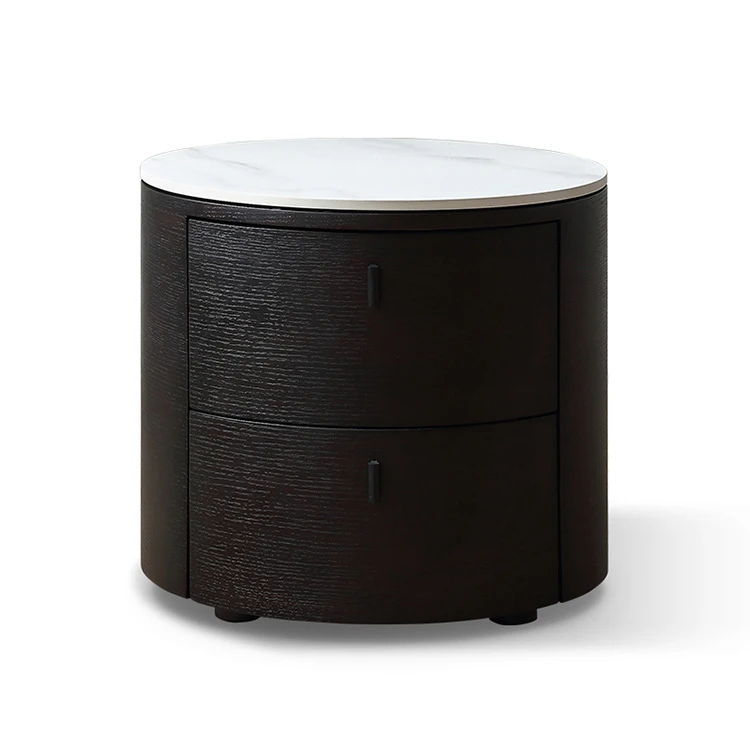 Bed Room Furniture Cylinder Design Italian Style Luxury Minimalism Modern Ash Wood Bed Side Table