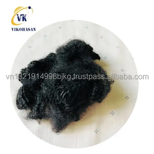 Solid Dry Black Fiber made by recycled scrap fabric  from largest Vietnam factory  good for quilting wadding filling