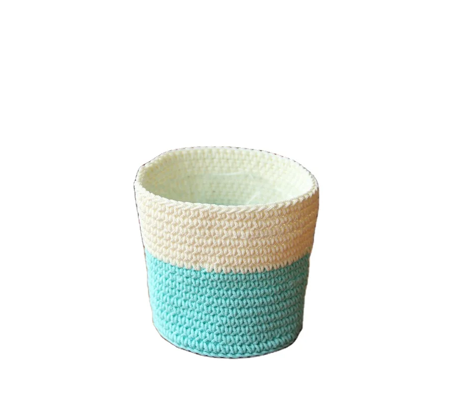 
Handmade Taupe Poly Propylene Crochet Basket Crochet Storage Basket 