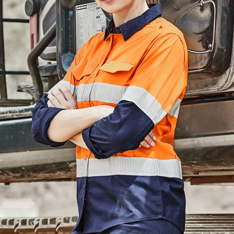 Australian Standard Women Spliced Shirt Rugged Cooling Taped Hi Vis Workwear