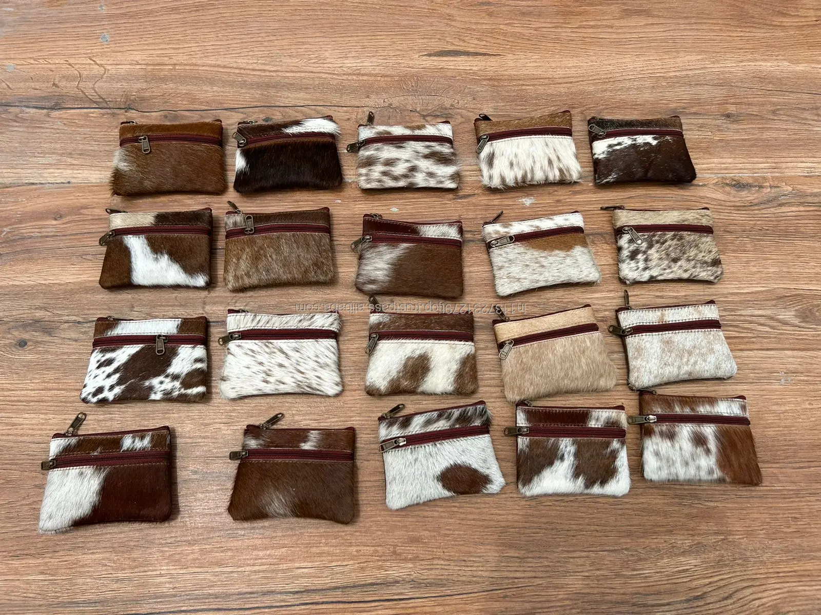 Real Handmade Hair On Hide Fur Leather Coin Change Purse Oval  Credit Card Holder Case  Western Stylish Cute Small Oval  Wallet