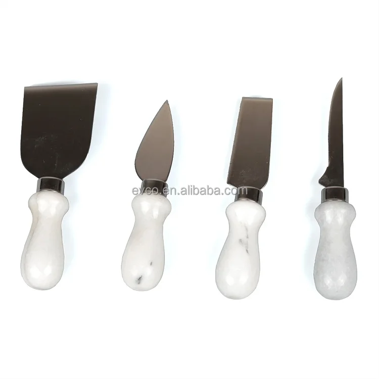 Set of 4 Natural White Marble Cheese Knife