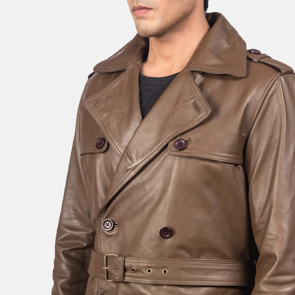 2024 Luxury leather coat Overcoat High Grade Quality Custom Plaid for Men Fashion Casual Jacket Men Sheepskin Long leather coat