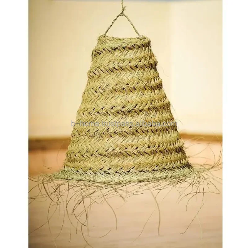 Vietnam Moroccan Chandelier Braided Lamp Wicker Crafts Ceiling Lamp Seagrass Lampshade Palm Leaf Pendant Light Seagrass Lamp