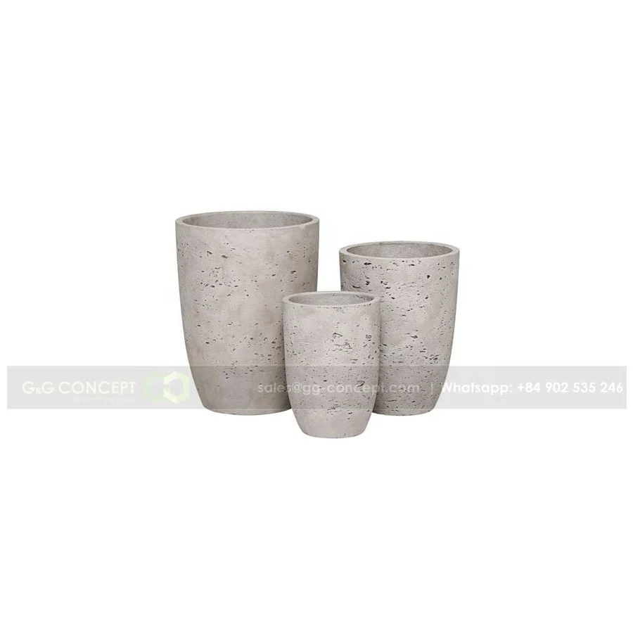 Round Light Cement Pot S3/ Grey Round Cement Pots/ Manufacturer Of Cheap Cement Plant Pot