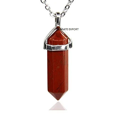best selling crystals stone healing gemstone red jasper faceted pencil point small natural crystal pendant necklace for sale