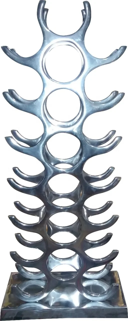 
Metal bottle stand in aluminum in silver color . 