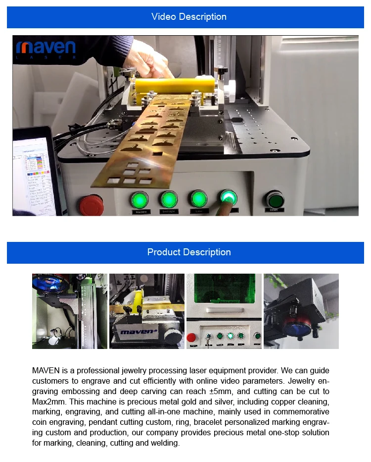 120W Maven deep engrave gold silver cutting machine with safety close cabinet with durable training system