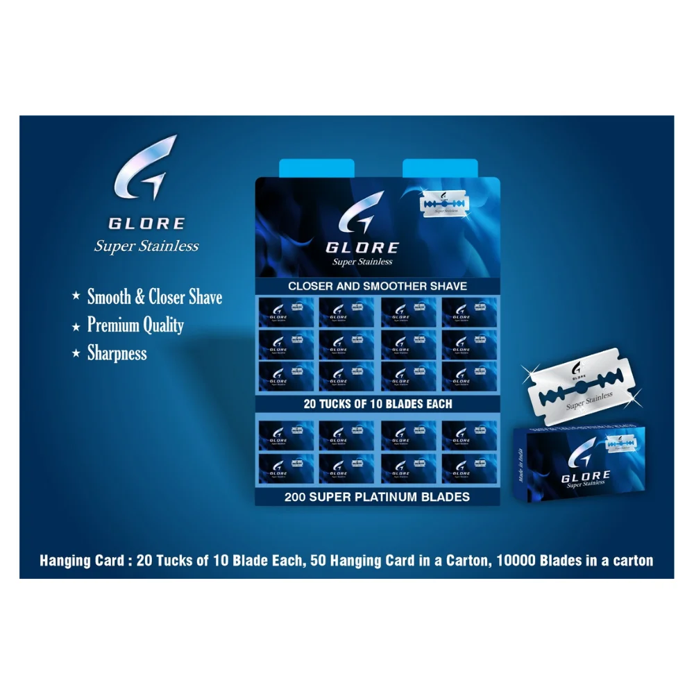 High-Quality Stainless Steel 10-Blade Pack with 20 Tucks per Display Card for Industrial Cutting and Heavy-Duty Made in India