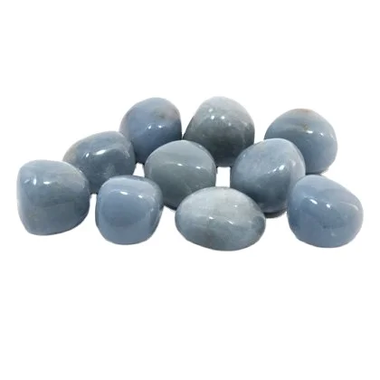 WHOLESALE NATURAL ANGELITE TUMBLE STONE CRYSTAL TUMBLE FOR HEALING AND MEDITATION HOMEDECOR AND METAPHYSICAL STORE