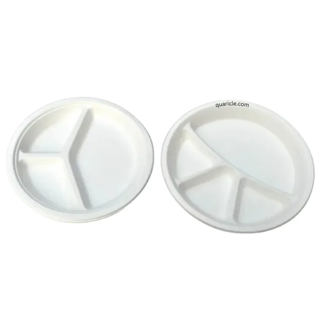Custom 12-Inch Sugarcane Bagasse Plates Heat and Cold Resistant 3 Compartments User-Friendly Disposable Compostable
