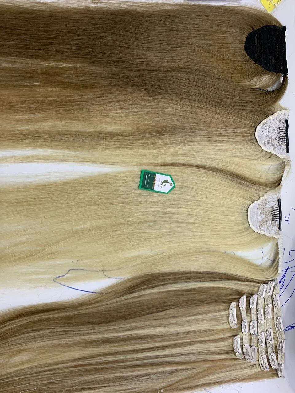 
Top Quality 100% Vietnam human hair from Bamboo hair style pony tail black and dank brow 