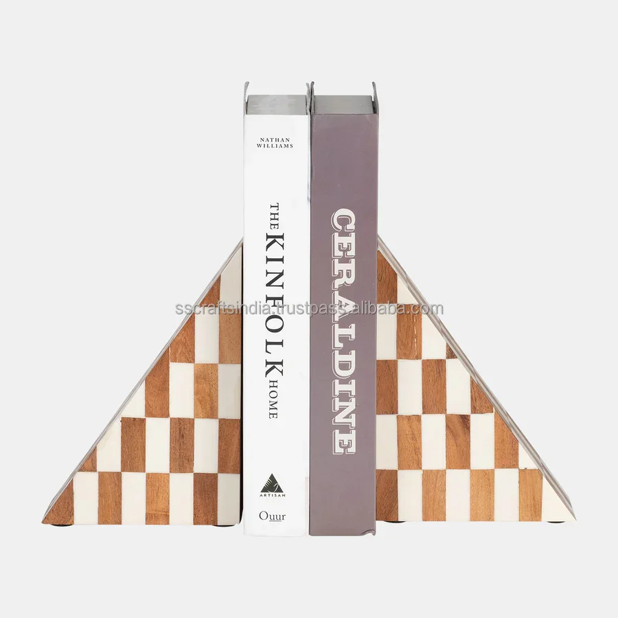 Resin & Wood Bookends Decorative Figurine Resin splashed ink Book End for Home Decoration desktop table decoration Made In India