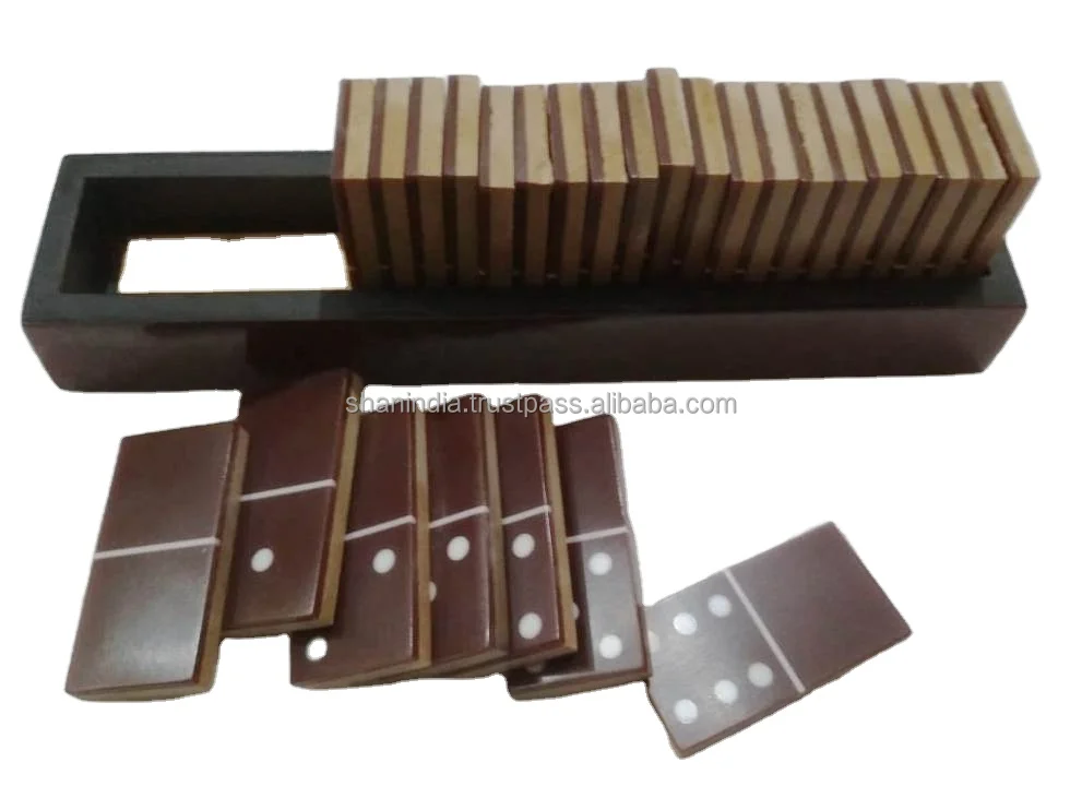 Modern Wood Resin 28 chips and Tray Domino Games for Kids and Adults